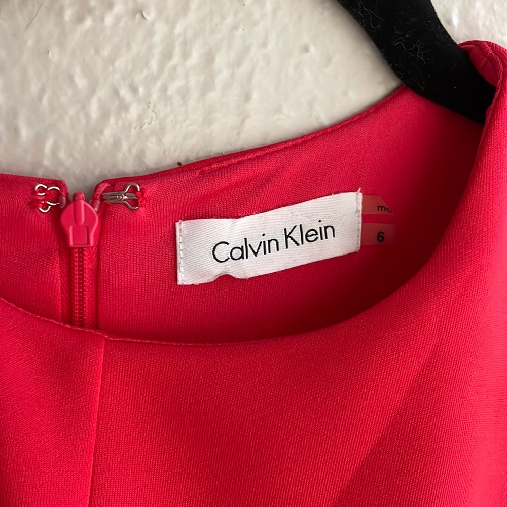 Sleeveless Red Calvin Klein Fit and Flare Dress - Picture 6 of 8